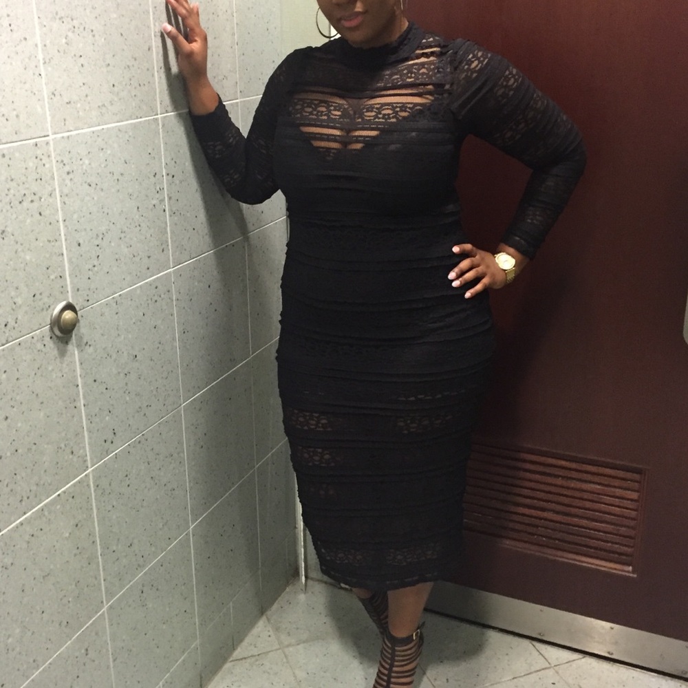 ASOS Black Lace Midi Dress